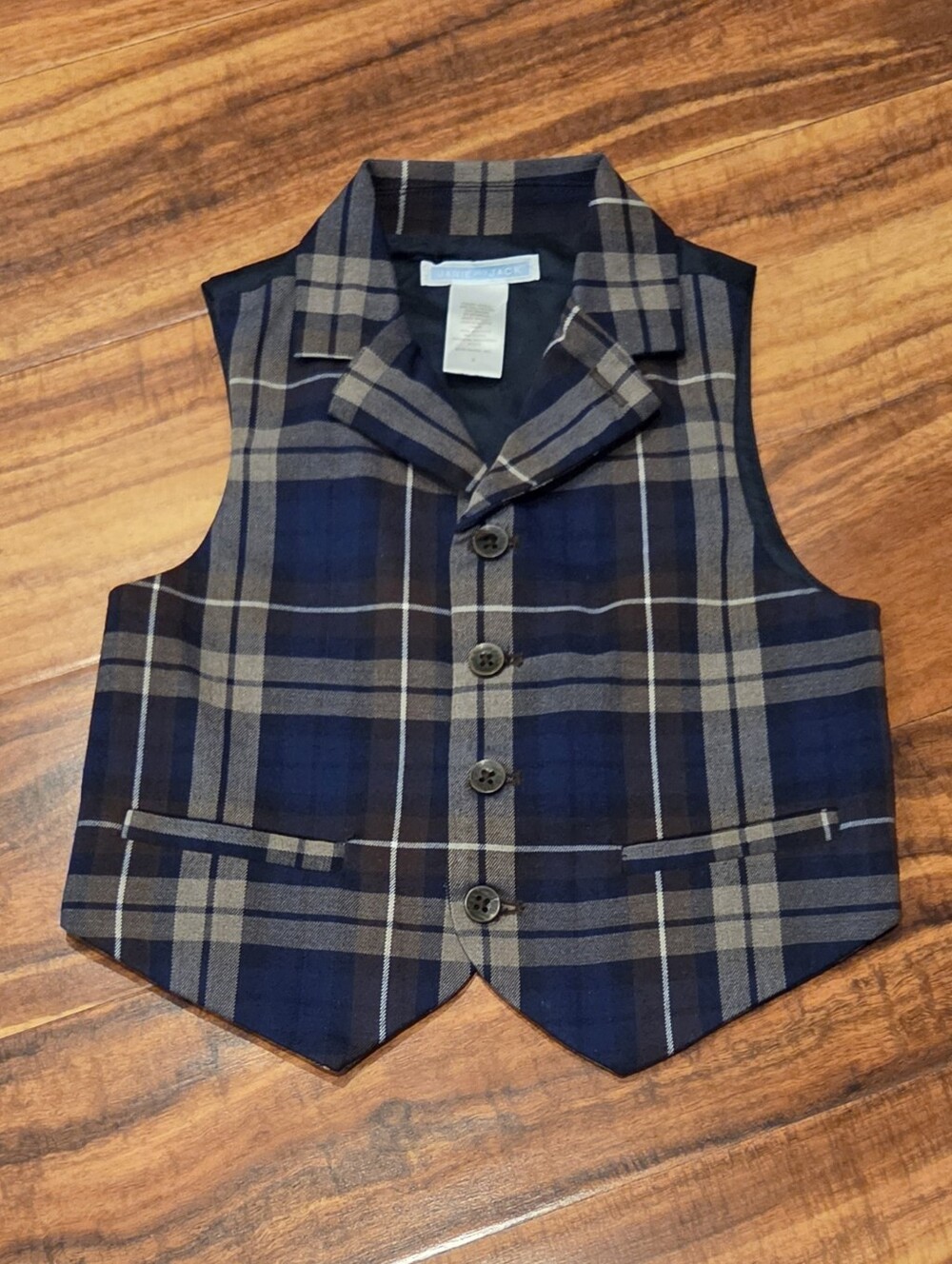 Janie and Jack EUC 3T Blue/Brown Plaid Suit Vest